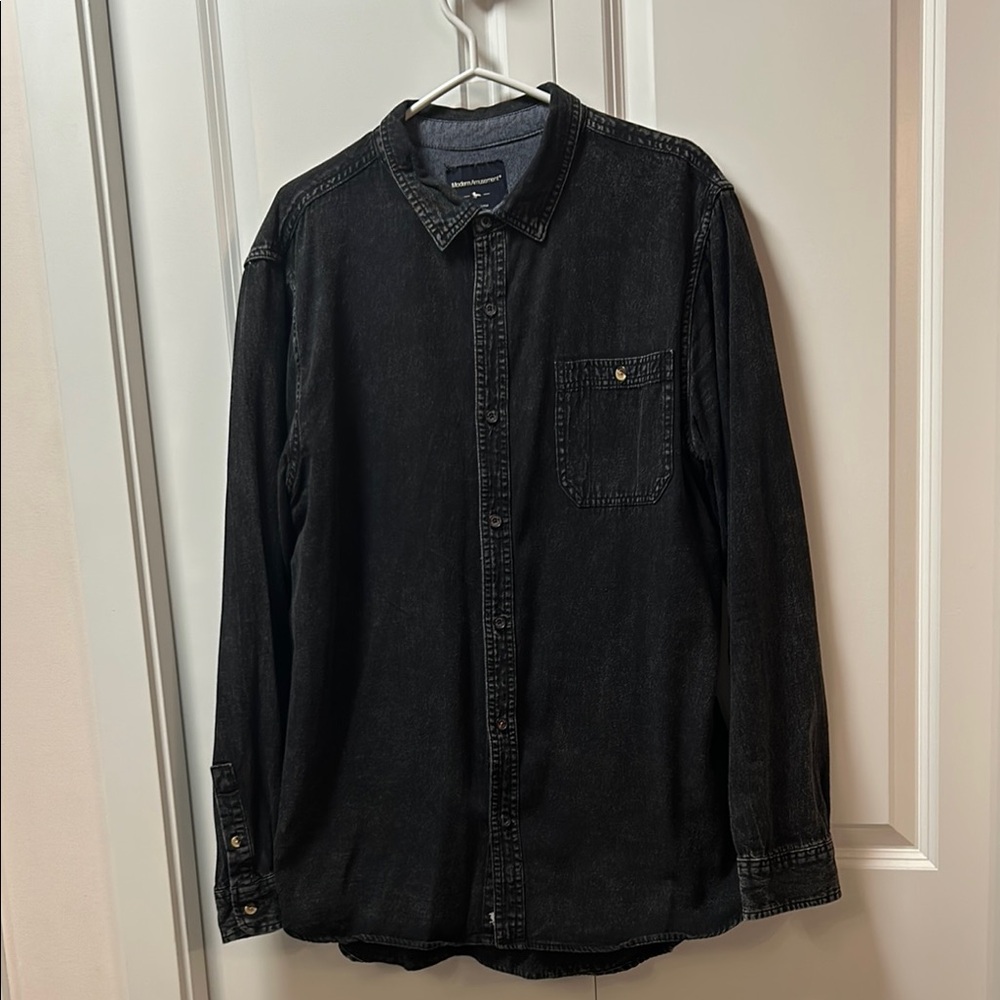 Modern Amusement Black Casual Button Down Shirt